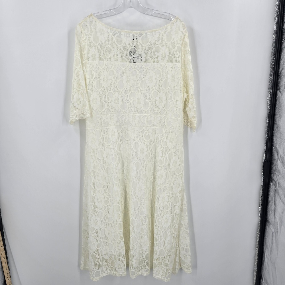 NWT Pinup Fashion Dress Womens 18W Lace Ivory 3/4 Sleeve Side Zip Wedding - Picture 2 of 13